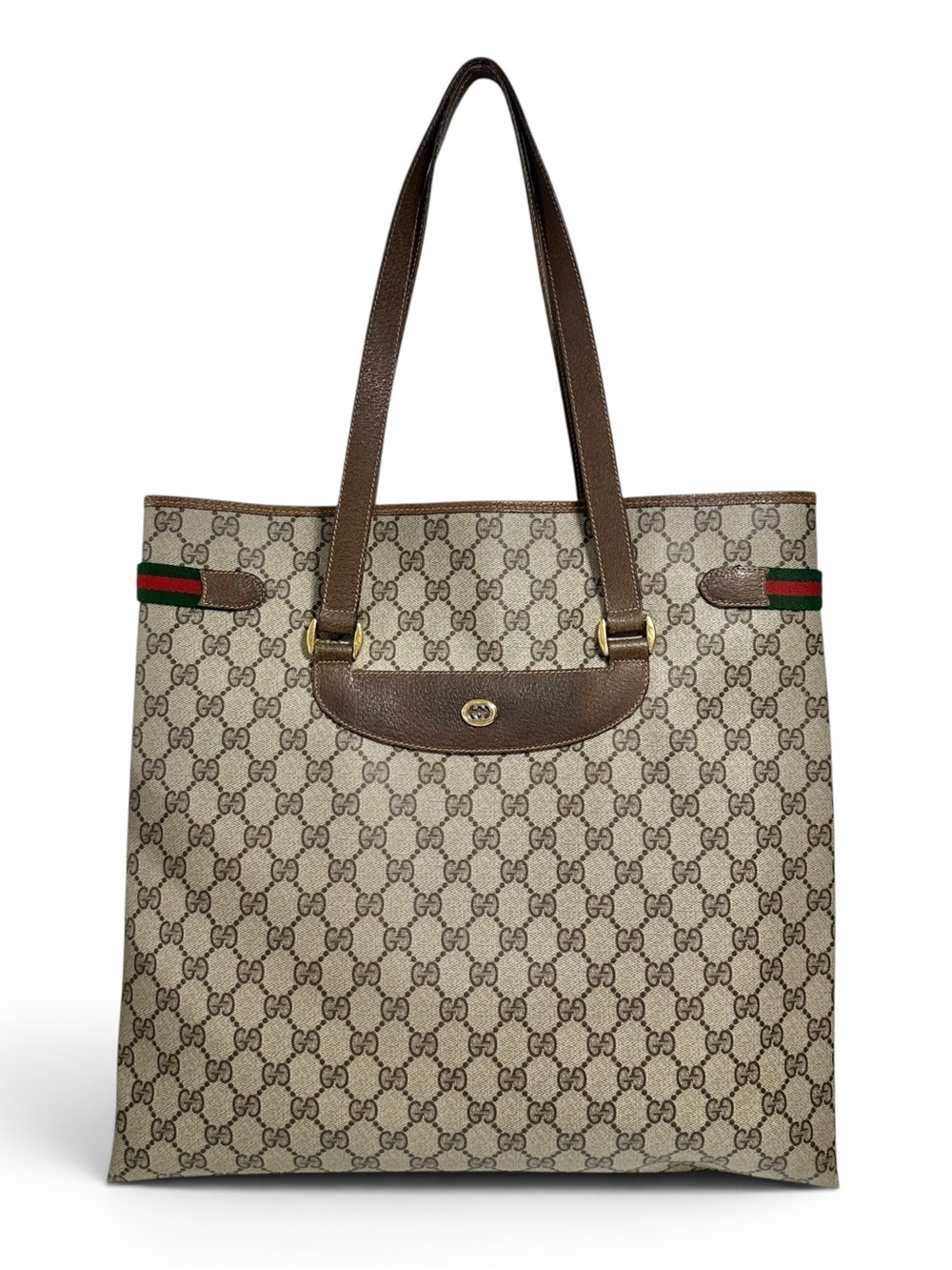 Gucci GG Supreme Web Canvas & Leather Sherry Line Tote Bag